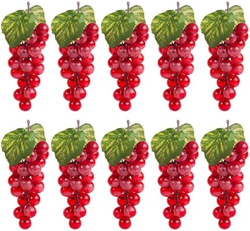 VEOAY Red Fake Grape Bunches for Home Decor