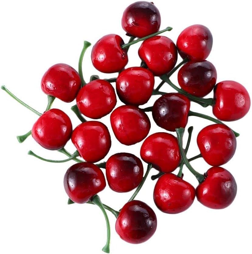 20Pcs Red Artificial Cherry Fruit Decorations