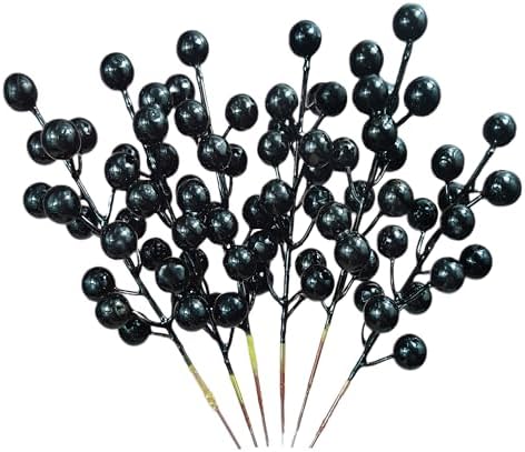 24pcs Black Christmas Berry Stems for Decor and Crafts