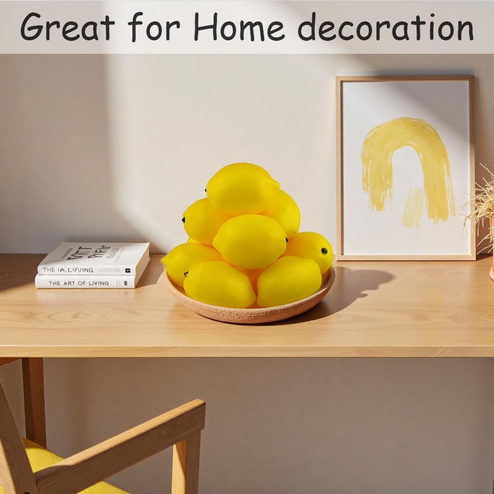 JEDFORE Artificial Lemons 12pcs Set Yellow