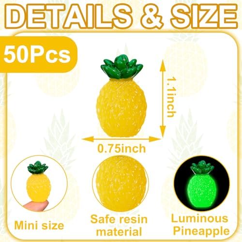 50 Pcs Mini Resin Pineapple Glow in the Dark Decor