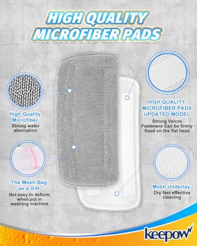 KEEPOW Steam Mop Pads for GF-6610B 3 Pack Reusable Microfiber
