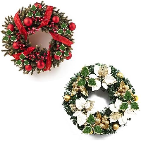 TIHOOD Artificial Holly Berries and Leaves Set Red