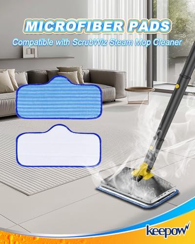 KEEPOW Steam Mop Pads for ScrubWiz 8 Pack Reusable