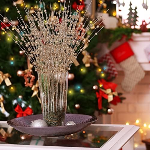 YHNJI 10 Pack Glittery Christmas Berry Stems