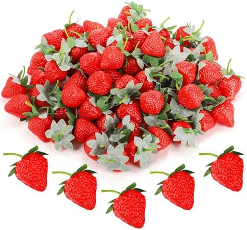 ZEAYEA 80 Piece Artificial Strawberries Decor
