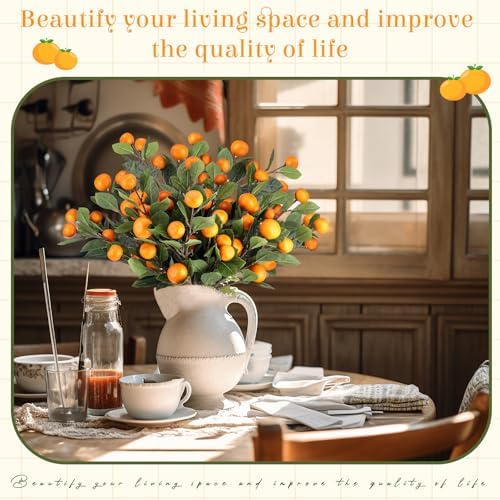 10 Pcs Artificial Tangerine Branches Realistic Decor