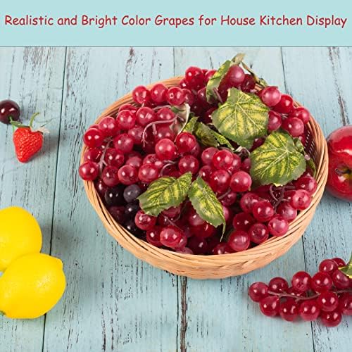 VEOAY Red Fake Grape Bunches for Home Decor