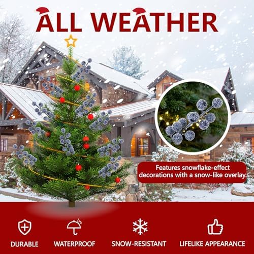 24pcs Christmas Artificial Berry Stems Snow Sprays