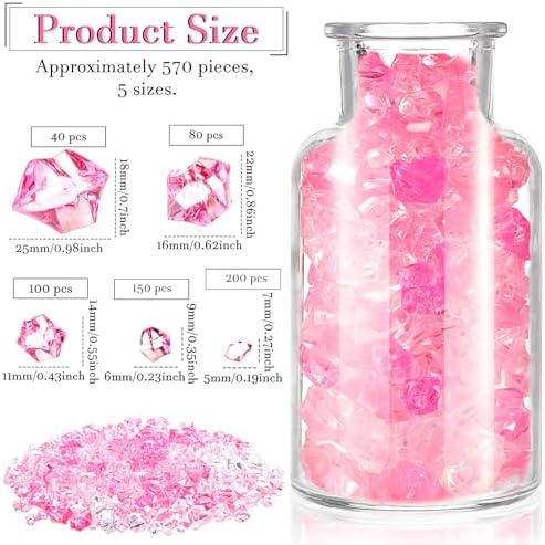 Syhood 570 Pcs Pink Fake Crushed Ice Rocks for Vase Fillers DIY