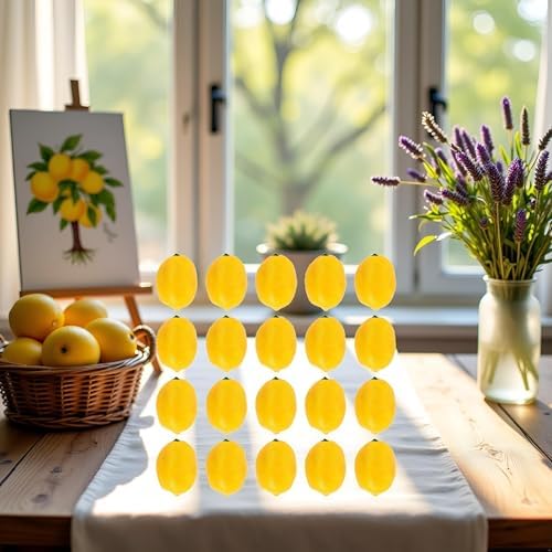 20Pcs Yellow Mini Artificial Lemon Fruit Decor