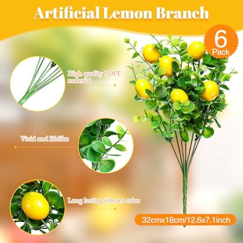 Tigeen 6 Pack Artificial Lemon Branches