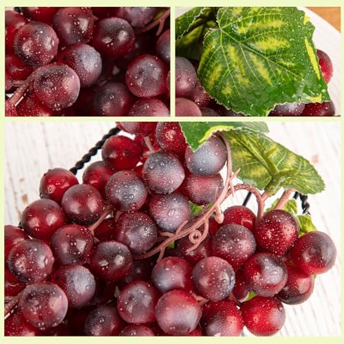 CLESDF Artificial Red Grapes 4 Bunches Wedding Party Decor