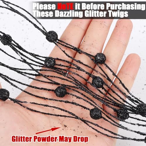 LOAVER 18 Pack Halloween Artificial Glitter Berry Stems