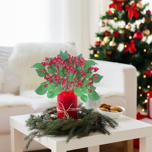 IUIBMI 4 Pcs Artificial Holly Berries for Christmas Decor