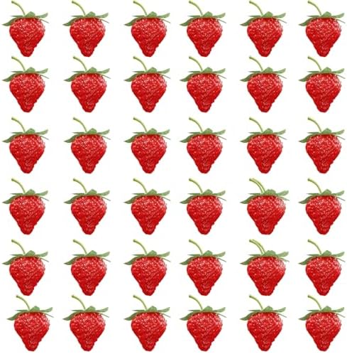 100 Realistic Artificial Strawberries Decor Set