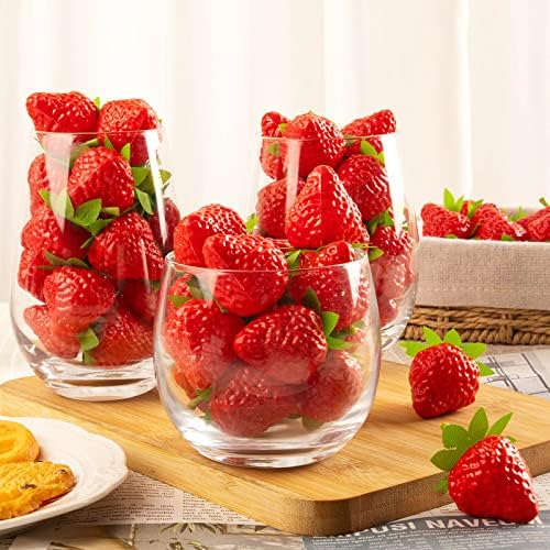 CLESDF 25Pcs Artificial Strawberries for Decor and Photography