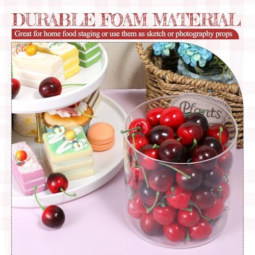 50Pcs Artificial Cherries Lifelike Decor Photography Prop