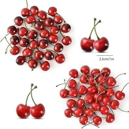 20Pcs Artificial Cherries Decor Faux Fruit Ornament
