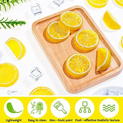 WILLBOND 42 Pieces Acrylic Lemon Slices Ice Cubes Set