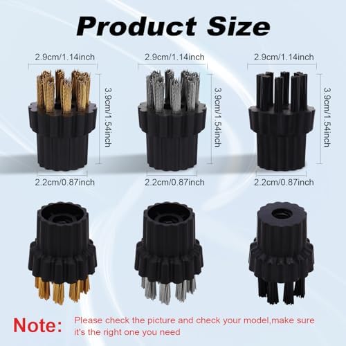 Steam Cleaner Brush Heads Set - 4 M8 Brass 4 Stainless Steel 2 Nylon