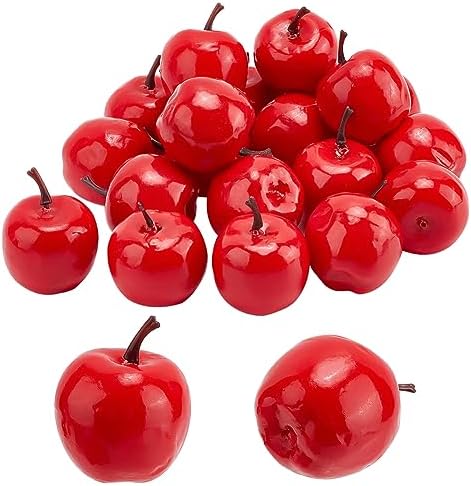 PH PandaHall 20pcs Mini Red Apples Artificial Fruit Decor