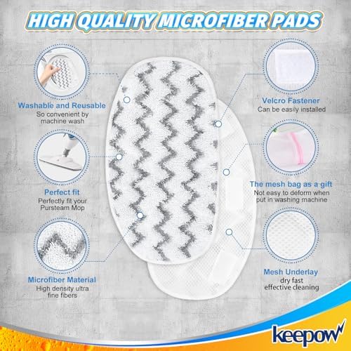 KEEPOW Steam Mop Pads for PurSteam and ThermaPro 211 4 Pack 1