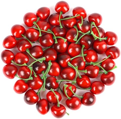 FOIMAS 50pcs Artificial Cherry Decor for Home and Craft