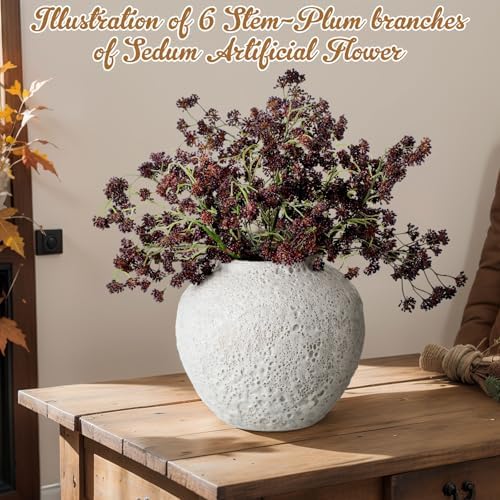 6 Pcs Fall Artificial Soft Plum Sedum Berry Stem Decor