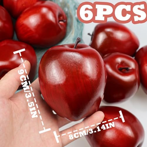 Lorigun Artificial Red Apples 6 Pcs Home Decor