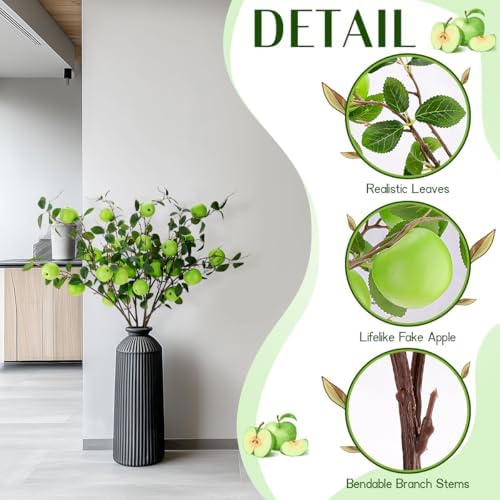 Gresorth Artificial Apple Branches 3pcs Decor Display
