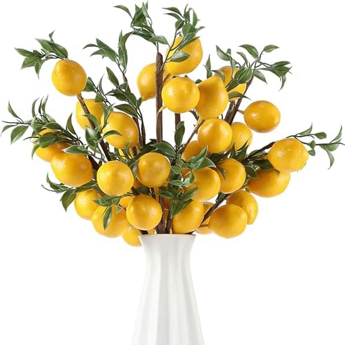 Giegxin 15 Pcs Artificial Lemon Branch Decor