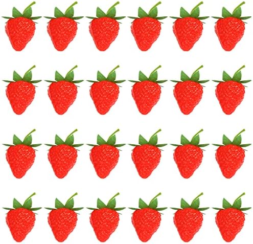 FOIMAS Artificial Strawberries 24pcs Lifelike Home Decor Prop