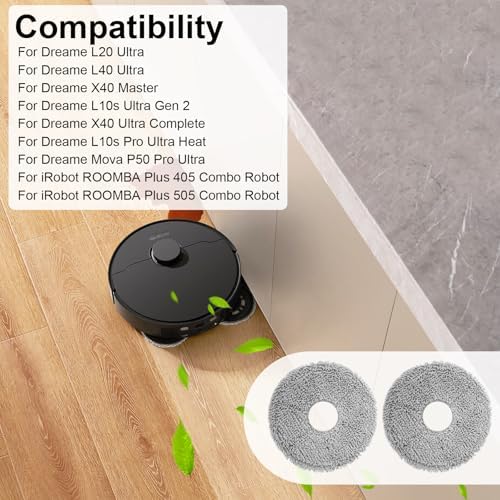 4 Pcs Microfiber Mop Pads for Roomba and Dreame Robots