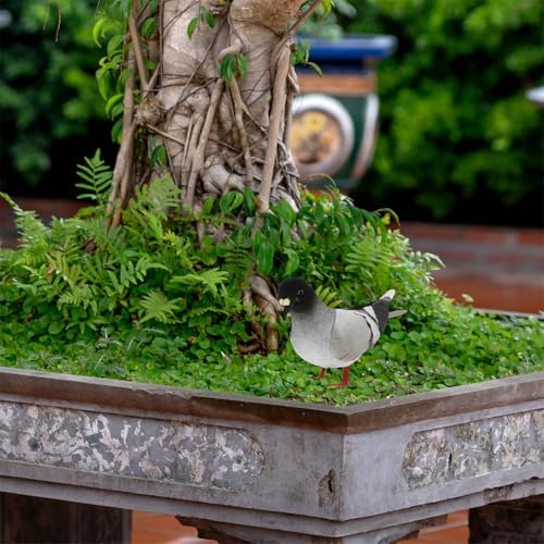 LOGOFUN 2pcs Artificial Grey Dove Figure Garden Decor Photo Prop