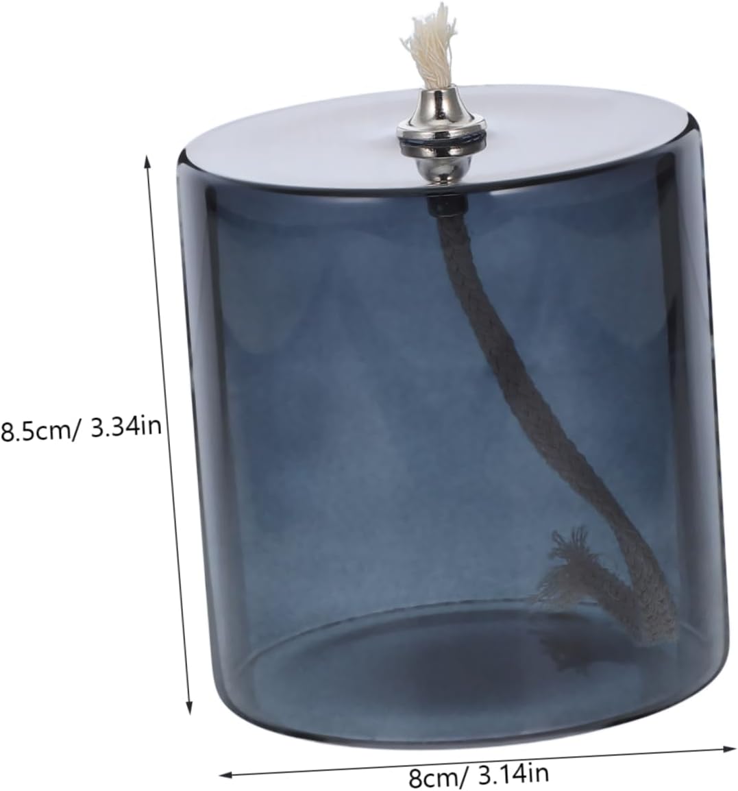 Elegant Deep Gray Glass Kerosene Lamp Holder