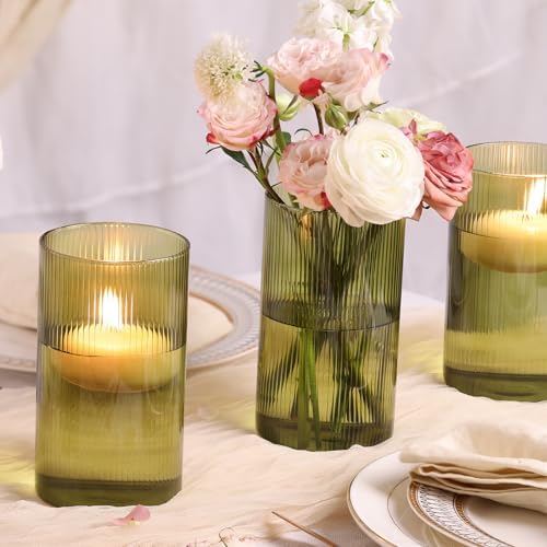 6 Inch Clear Ribbed Glass Bud Vases for Centerpieces