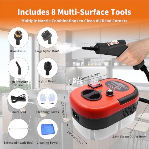 YXQ 2500W Portable Handheld Steam Cleaner with 3 Brush Heads