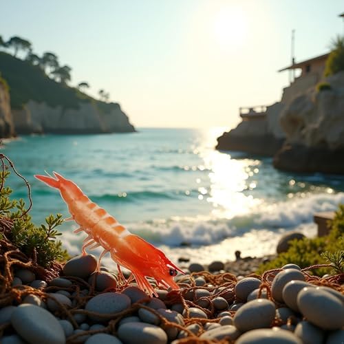 Realistic Red Artificial Shrimp Decorations