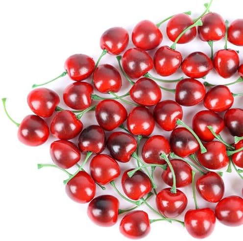 FOIMAS 50pcs Artificial Cherry Decor for Home and Craft