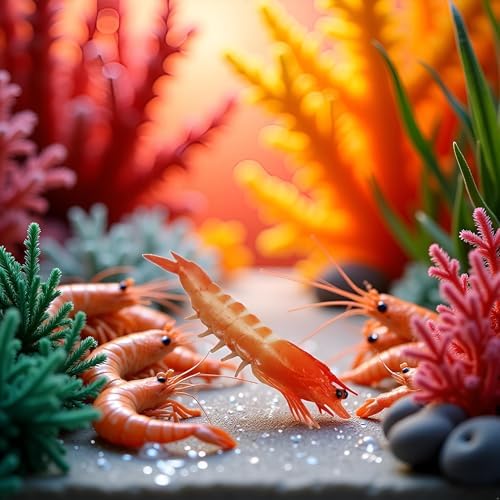 Realistic Red Artificial Shrimp Decorations