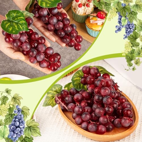 CLESDF Artificial Red Grapes 4 Bunches Wedding Party Decor