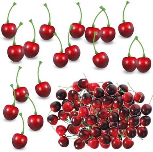 50Pcs Artificial Cherries Lifelike Decor Photography Prop