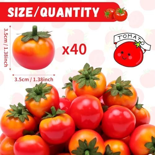 Gresorth 40pcs Mini Artificial Tomato Decorations - 35cm