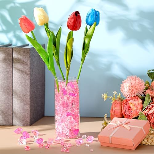 Syhood 570 Pcs Pink Fake Crushed Ice Rocks for Vase Fillers DIY