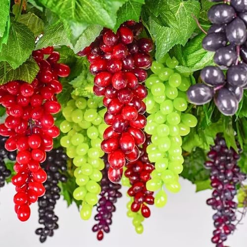 Woohome 8 Bunches Artificial Green Grapes with Vines