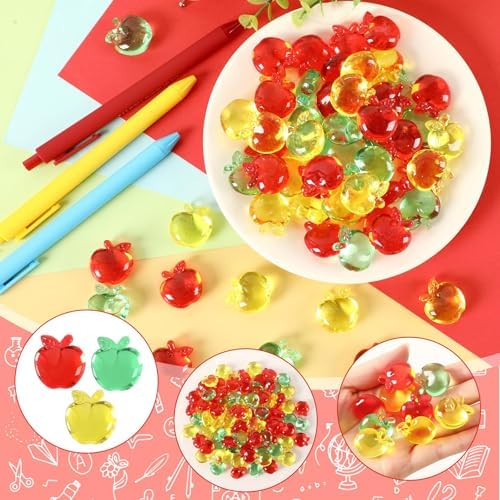 60pcs Mini Apples Acrylic Vase Fillers Back To School Decor