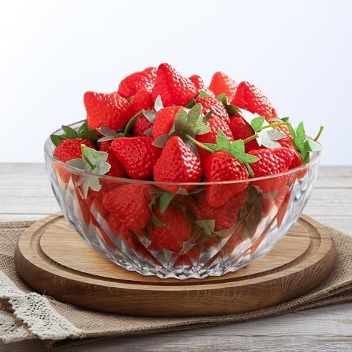 100PCS Plastic Red Artificial Strawberries Decor Fruits