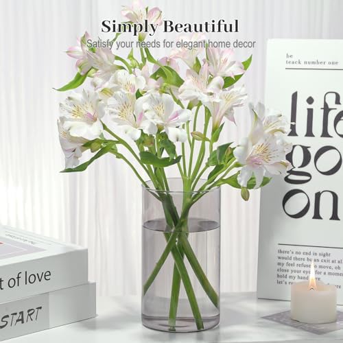 12pcs Gray Cylinder Vases for Centerpieces and Decor
