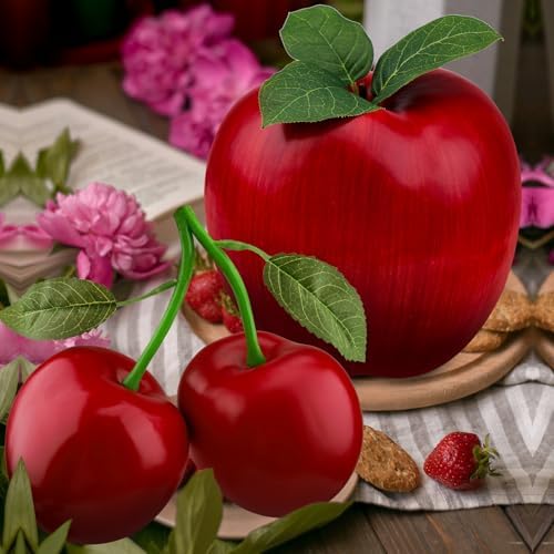 Woration 72 Inch Red Artificial Cherry Bunch Decoration